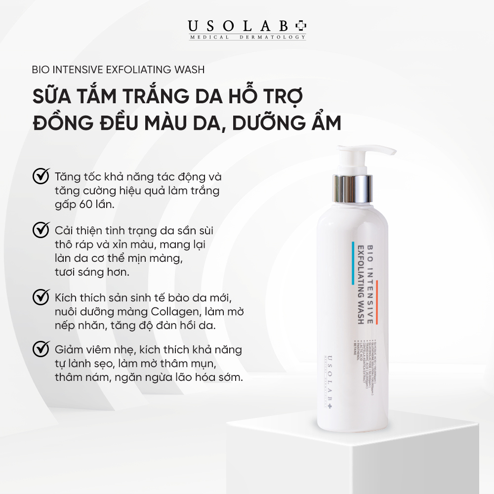 Sữa tắm trắng da Bio Intensive Exfoliating Wash Usolab 250ml